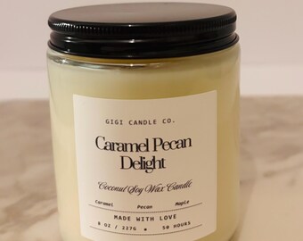 Caramel Pecan Delight Coconut Soy Wax Candle 8 oz.
