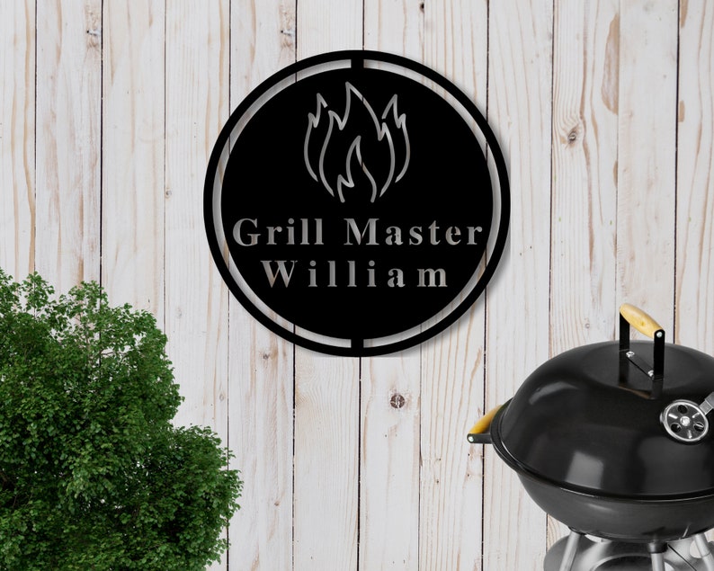 Personalized Metal BBQ Sign Fire Outdoor Sign BBQ Grill Etsy