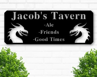Custom Roleplay Sign, Personalized DnD Sign, Boardgame, Metal Tavern Sign, Dungeon Master sign, Dragon Sign, Game room, Black Friday Sale