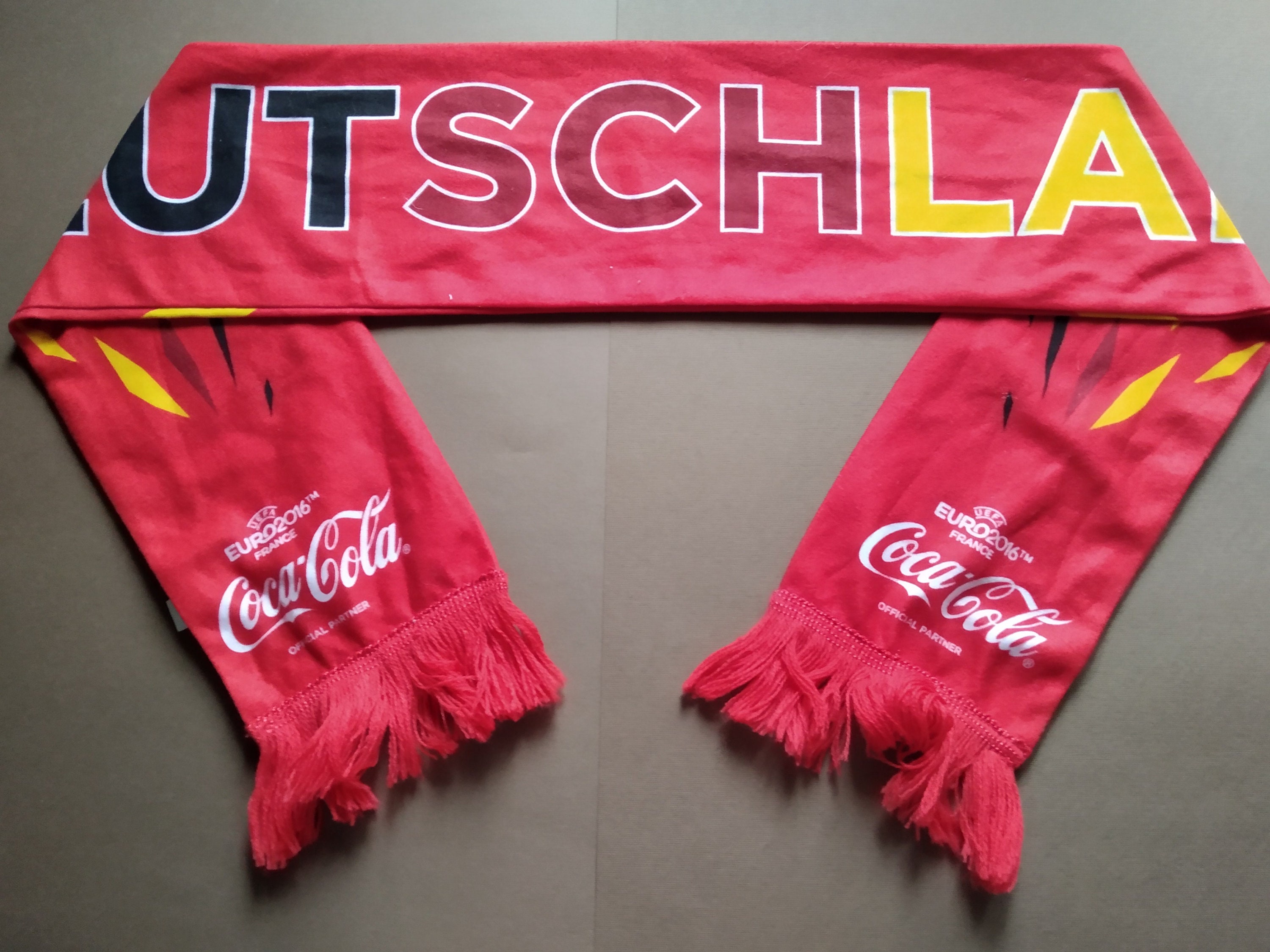 Deutschland Fußball Nationalteam Schal,EURO 2016 Frankreich,Coca Cola,Deutsche  Fußball Schals,Vintage Schal,Fußball Schals für Fans,Bundesteam. - .de