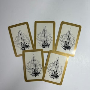 Vintage Playing Cards - Set of 5 - Boat - Nautical - Journal Ephemera - Junk Journal Supplies - Trading Cards