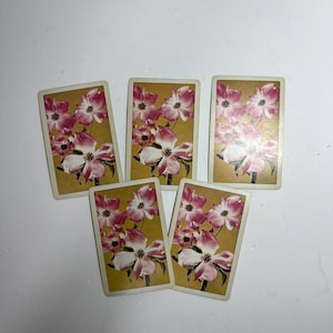 Vintage Playing Cards - Set of 5 - Floral - Journal Ephemera - Junk Journal Supplies - Trading Cards