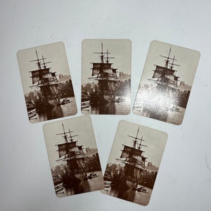 Vintage Playing Cards - Set of 5 - Boat - Ship - Journal Ephemera - Junk Journal Supplies - Trading Cards