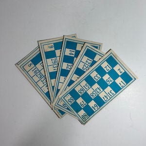 Vintage Bingo Cards - Set of 5 - Journal Ephemera - Junk Journal Supplies - Trading Cards