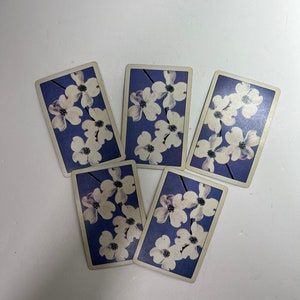 Vintage Playing Cards - Set of 5 - Floral - Journal Ephemera - Junk Journal Supplies - Trading Cards