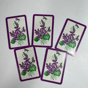 Vintage Playing Cards - Set of 5 - Floral - Journal Ephemera - Junk Journal Supplies - Trading Cards