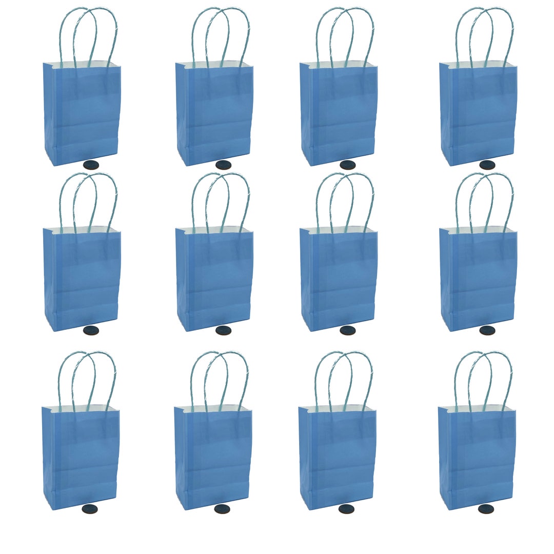 Light Baby Blue Gift Bags, Colored Mini DIY Kraft Paper Bags, 12 Pcs, 4.5 X 6 Gift Bags, Tote