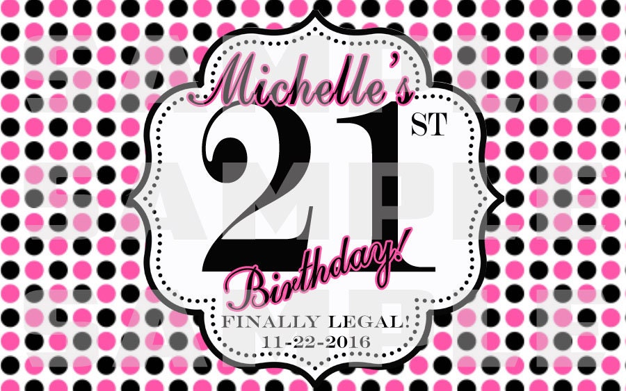 21st Birthday Mini Liquor Bottle Labels Stickers, Pink & Black, 6 ...