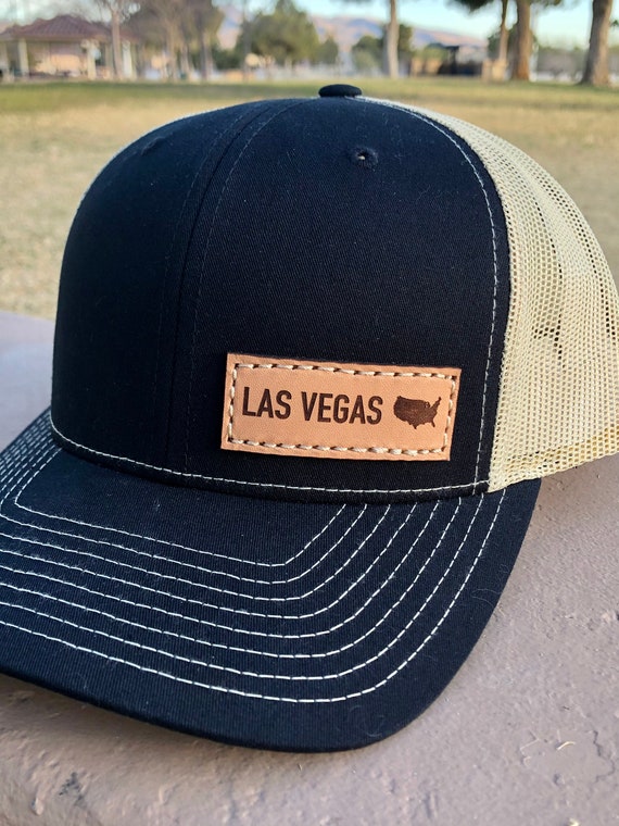Las Vegas Leather Patch Hat Etsy