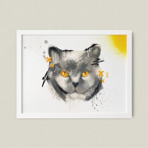Abstract Cat Art Print Gwendolin the British Shorthair image 2