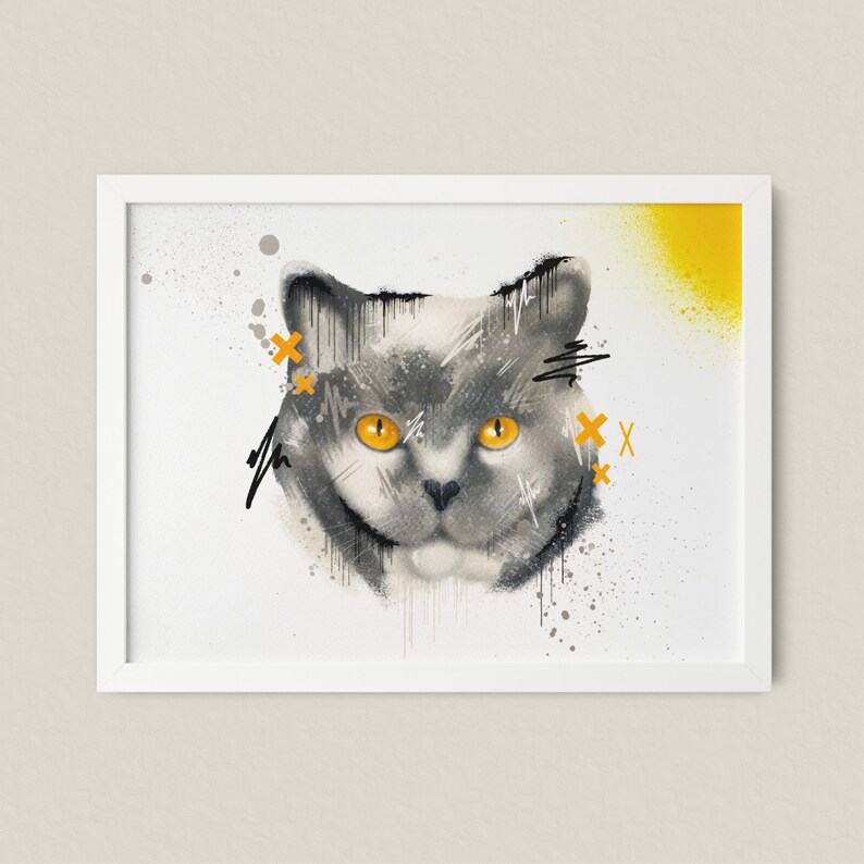 Abstract Cat Art Print Gwendolin the British Shorthair image 2
