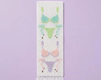 Bikini Bookmark Counted Cross Stitch Pattern PDF | Summer Beach Bookmark | 2 Color Options | Cute Book Lover Gift