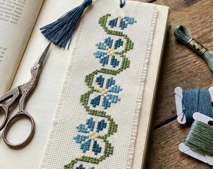 Floral Heirloom Bookmark Saxon Blue Edition | Antique Cross Sitich ...