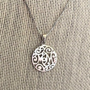 Sterling Silver Mom Pendant Necklace. Mom Pendant. Gift For Mom. Sterling Silver Mom Pendant Necklace. Mothers Gift.