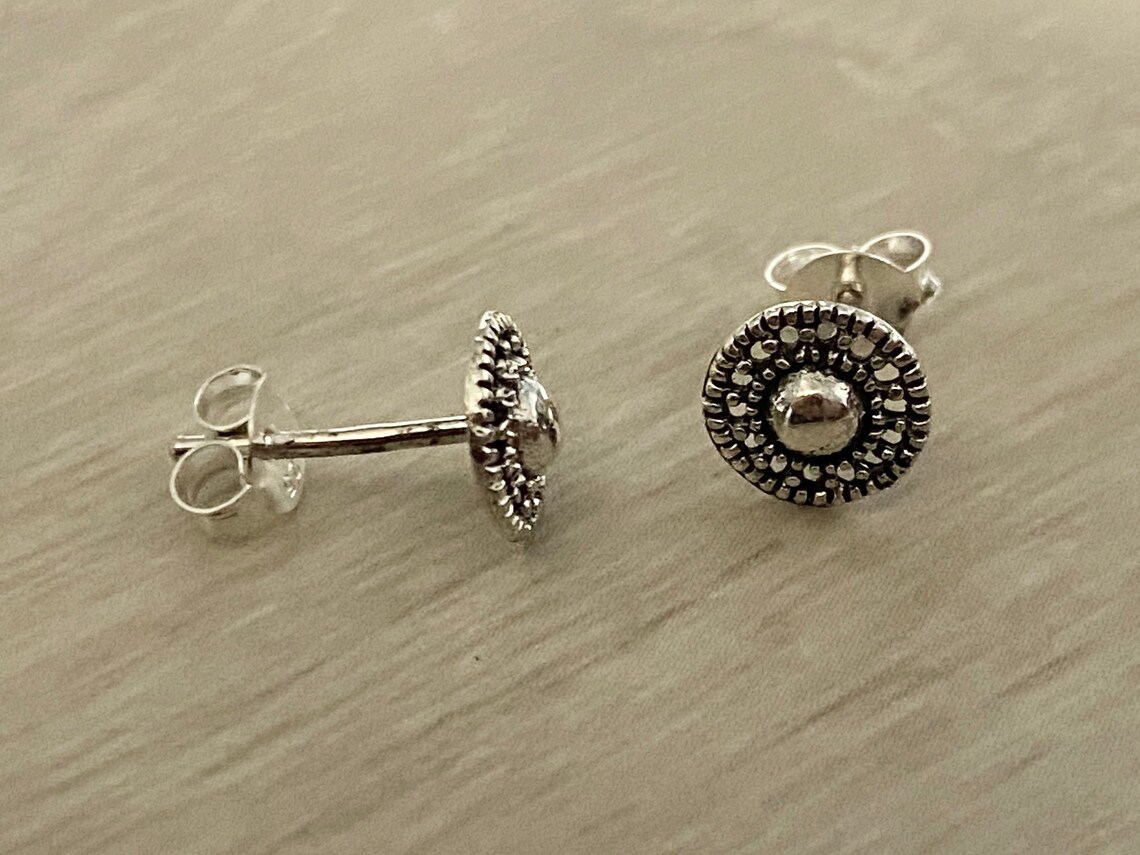 Silver Earrings. Bali Earrings. Round Stud Earrings. Sterling Etsy