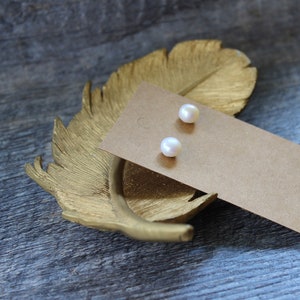 Pearl stud earrings. Freshwater pearl stud earrings. White pearl studs. 8 mm stud earrings. Gifts. Pearl jewelry. Wedding Jewelry. Silver. image 4