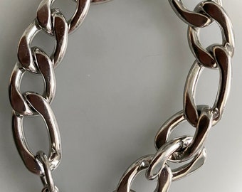 Thick Stainless Steel Chain Bracelet. Stainless Steel Link Bracelet. Curb Link Bracelet. Unisex Jewelry.