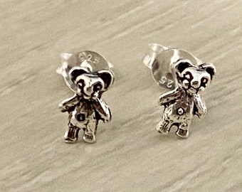 Teddy Bear Studs. Tiny Bear Stud Earrings. Sterling Silver Earrings. Dainty Studs. 7mm Studs. Children's Earrings. Fun Studs. Silver Bears.