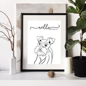Mini Schnauzer Name Line Drawing Portrait