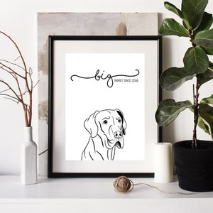 Great Dane Name Line Drawing Portrait
