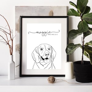 Beagle Name Line Drawing Portrait