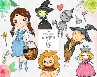 Wizard of Oz Clipart Dorothy, Tinman, Scarecrow, Cowardly Lion, Emerald city, Wicked witch, glenda instand download