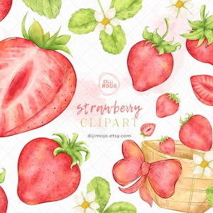 Clipart fraise aquarelle | Fruits peints à la main à l&#39;aquarelle | Achetez-le maintenant