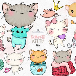 Cute Cat Clipart | Adorable Kitty Graphics | Digital Download