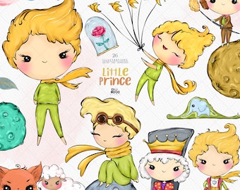 The Little Prince Clipart | Watercolor Fox & Prince PNG | Baby Shower, Party, Sticker, Sublimation