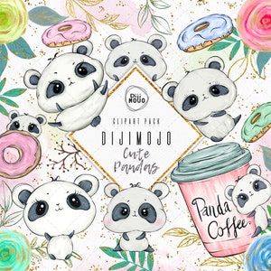 Cute Panda Bear Clipart Kawaii Panda instant download