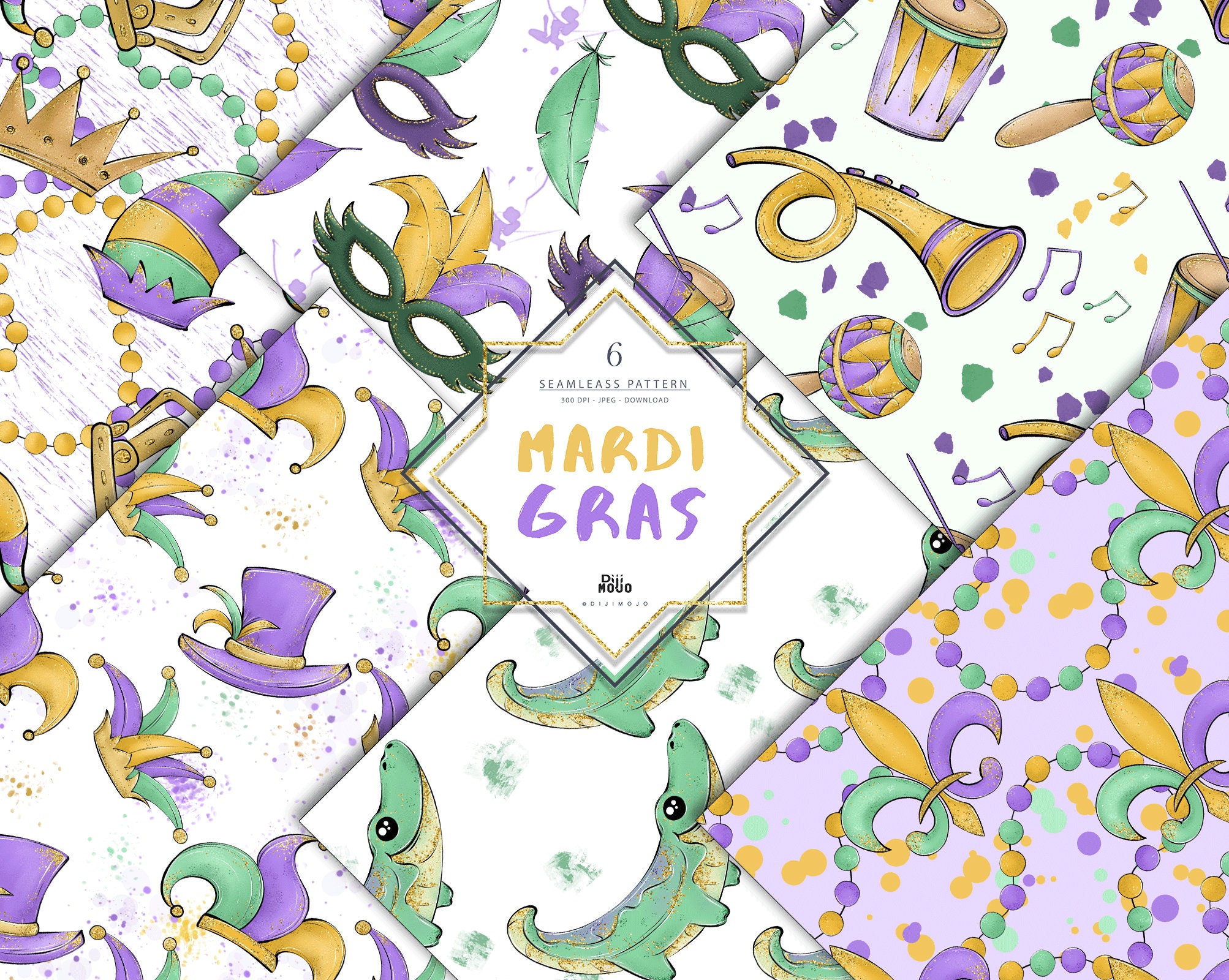 Mardi Gras Seamless Pattern #310911 - TemplateMonster