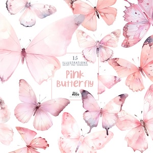 Mariposa rosa acuarela clipart PNG - Mariposas de cuento de hadas de fantasía