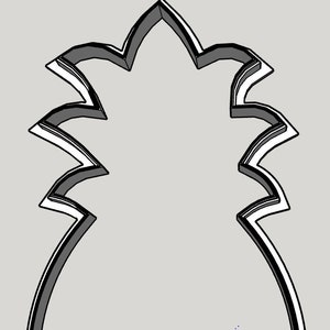 May include: A black and white outline of a pineapple cookie cutter. The cutter has a detailed design with a textured surface. The text "Tiny Owls Cutters" is at the bottom of the image.