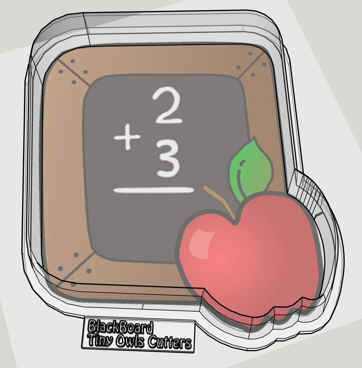 Back To School Blackboard Cookie cutter .stl & .gx file DIGITAL DOWNLOAD