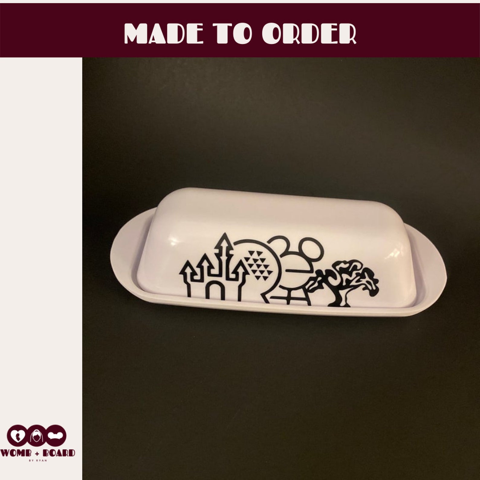 Walt Disney World Butter Dish Four Parks Kitchen WDW Gift Etsy