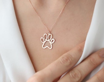 Paw Necklace, Animal Lover Gift Pet Jewelry, Dainty Women Jewelry, Dog Lover Necklace, Cat-Dog Paw Necklace, Dog Remembrance, Dog Mom Gift