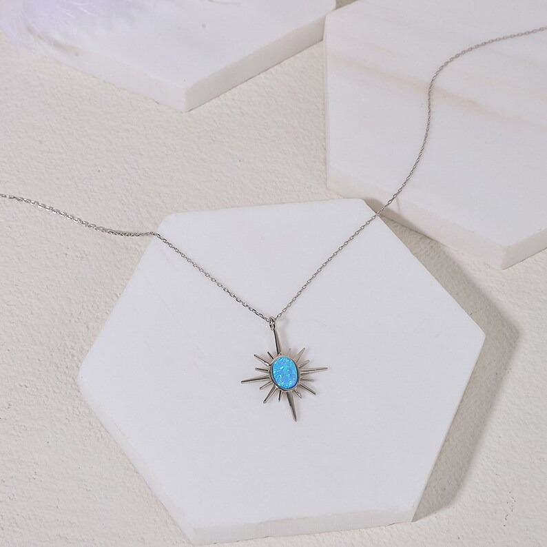 Opal Star Necklace Dainty Opal Necklace Handmade Celestial Etsy