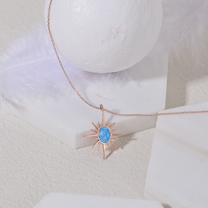 Opal Star Necklace Dainty Opal Necklace Handmade Celestial Jewelry