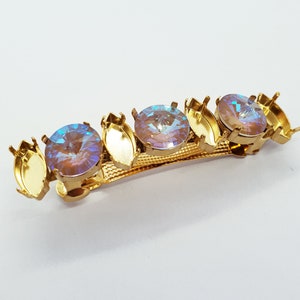 1 pcs empty hair clip base crystals Swarovski rivoli 12mm sw1122, sw4228 15/7, plated brass bezel