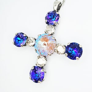 1 pcs empty pendant base, crystals Swarovski rivoli 12mm sw1122, ss39 1088, ss24 1088, plated brass connector bezel,cross with bail