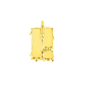 May include: Gold-toned pendant charm in the shape of the number "11" with an ornate, textured design.