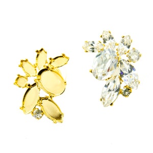1 pair(2pcs) empty earrings post base, crystals ss24 sw1088,sw4228 10/5, 15/7, sw4120 14/10,decorated crystal, plated brass bezel, studs,DIY
