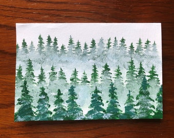 Evergreen Winter Forest- Handmade card