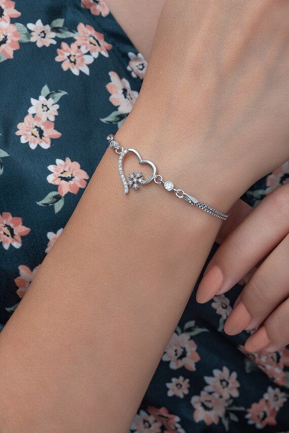 Beautiful Heart Charm Bracelet 925 Sterling Silver Women Girls Jewelry Gift  UK