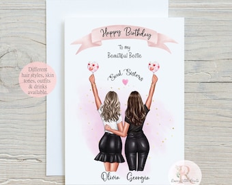 Carte de joyeux anniversaire Bestie Carte d'anniversaire meilleur ami Carte d'anniversaire personnalisée Carte d'âme soeur Carte d'anniversaire spéciale Carte de joyeux anniversaire
