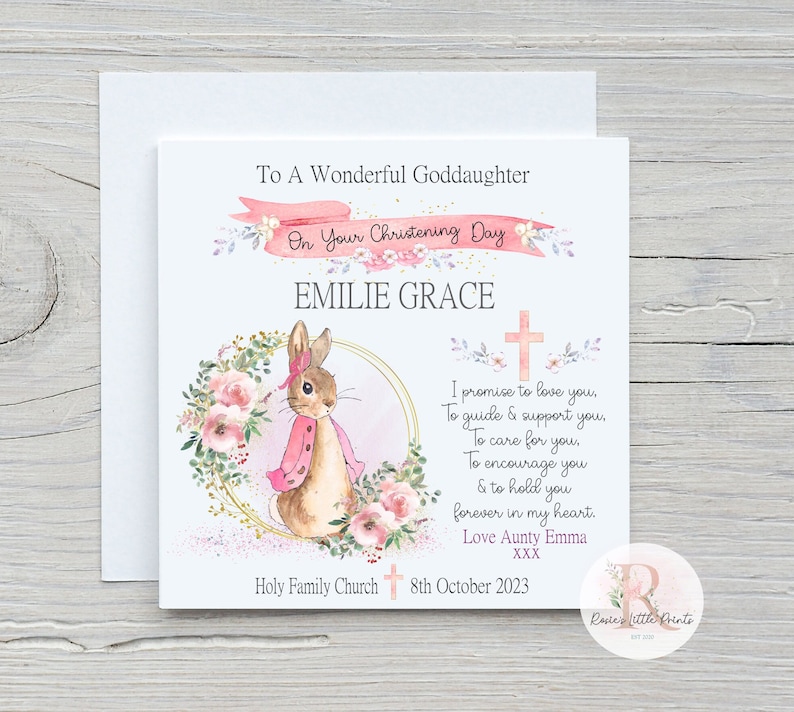 Goddaughter Christening card Christening card Goddaughter card Baby Girl Christening card Personalised Christening card Goddaughter card zdjęcie 1