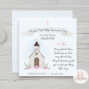 Carte de première communion Jour de la première communion Carte de communion Fille de communion Carte de communion Le jour de votre première communion