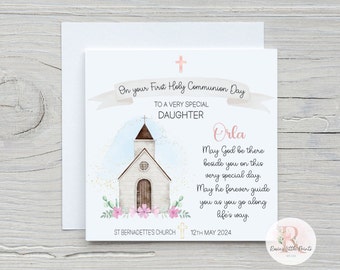 First Holy Communion card First Holy Communion day Communion card Communion girl Daughter Communion card On your First Holy Communion Day