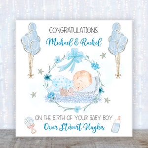 Carte bébé, carte bébé garçon ; bienvenue bébé ; Nouveau bébé ; Petit garçon ; Nouvelle carte de félicitations aux grands-parents ; Félicitations, nouveau bébé