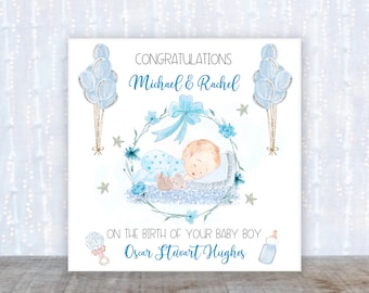 New Baby card, Baby boy card; welcome baby; New Baby; Baby boy; Congratulations new Grandparents card; Congratulations new baby